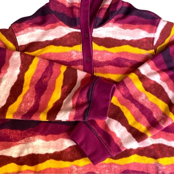 Lands End Long Sleeve Serious Sweats Button Hoodie Blackberry Mountain Ombré 2X - Picture 8 of 15